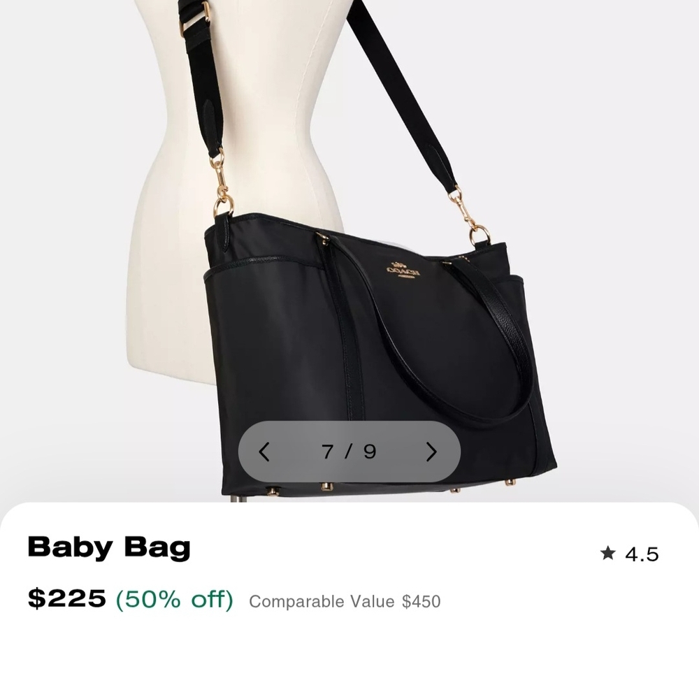Coach Black Baby Bag with Gold Accents